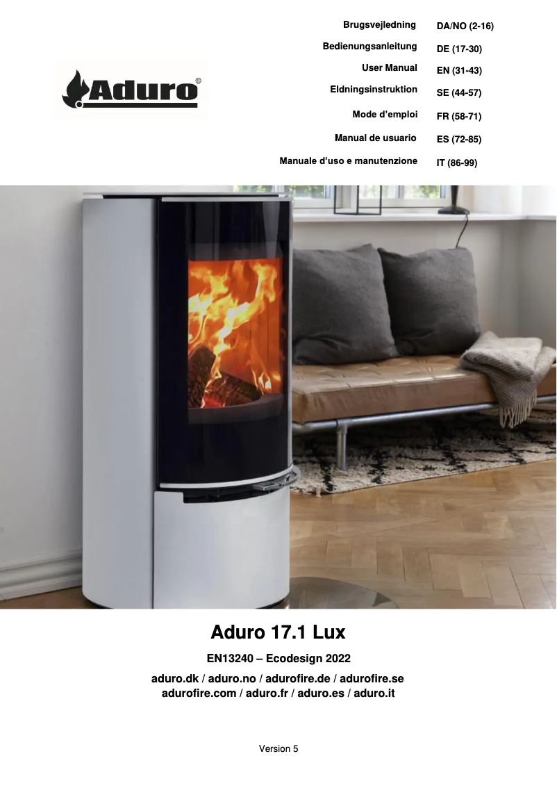 Imagen de la primera página del manual del dispositivo 17.1 Lux