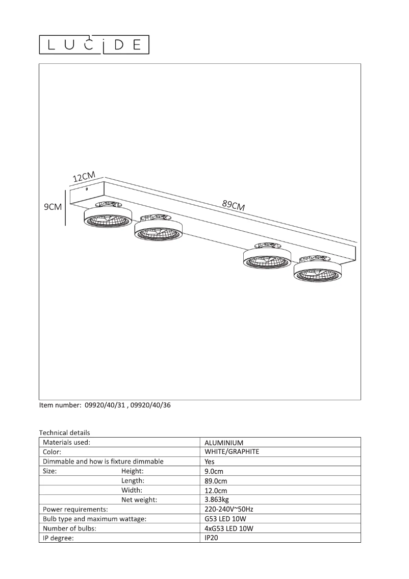 Page n°1 - Manuel utilisateur Lucide Nenad ar111 09920/40/31