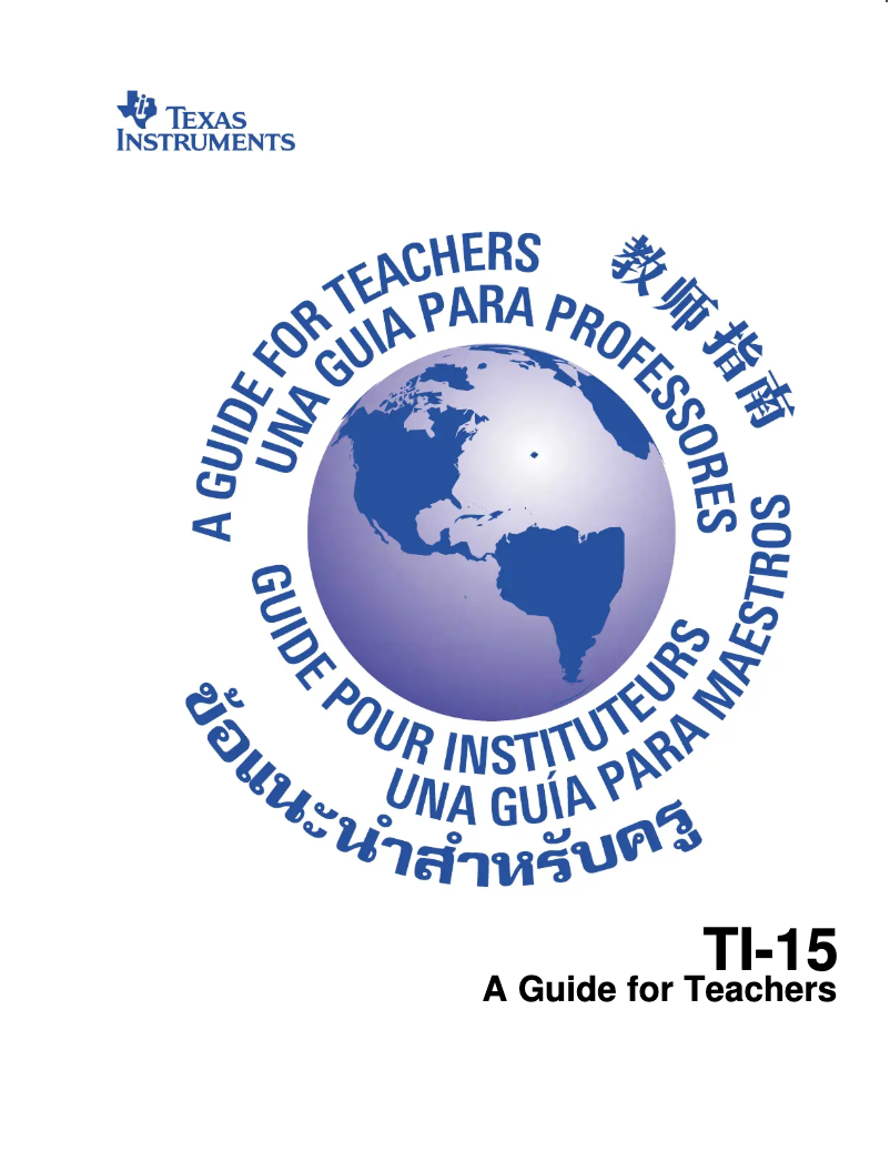 Page n°1 - Manuel utilisateur Texas Instruments TI-15