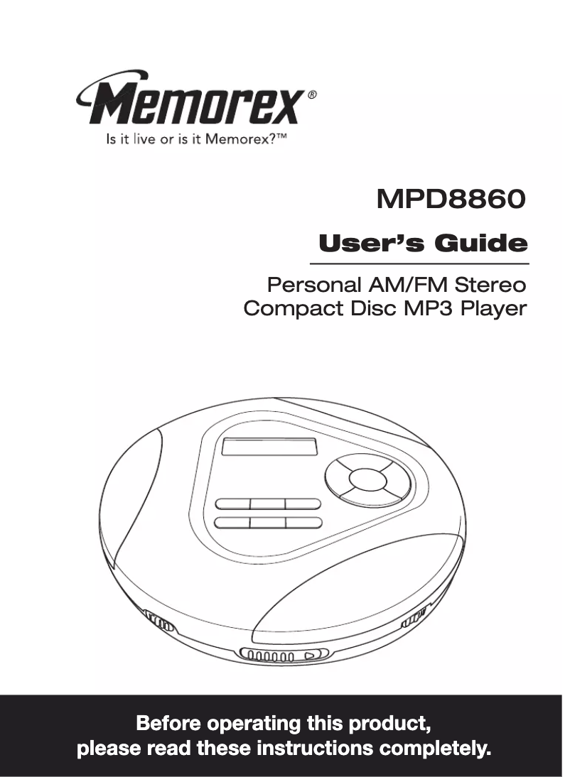 Image de la première page du manuel de l'appareil MPD8860