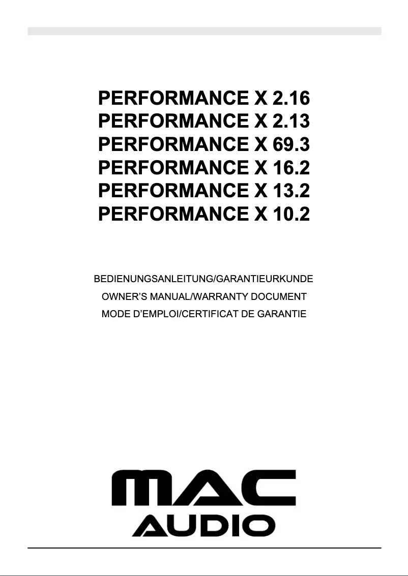 Página 1 del manual Manual de usuario Mac Audio Performance X 16.2