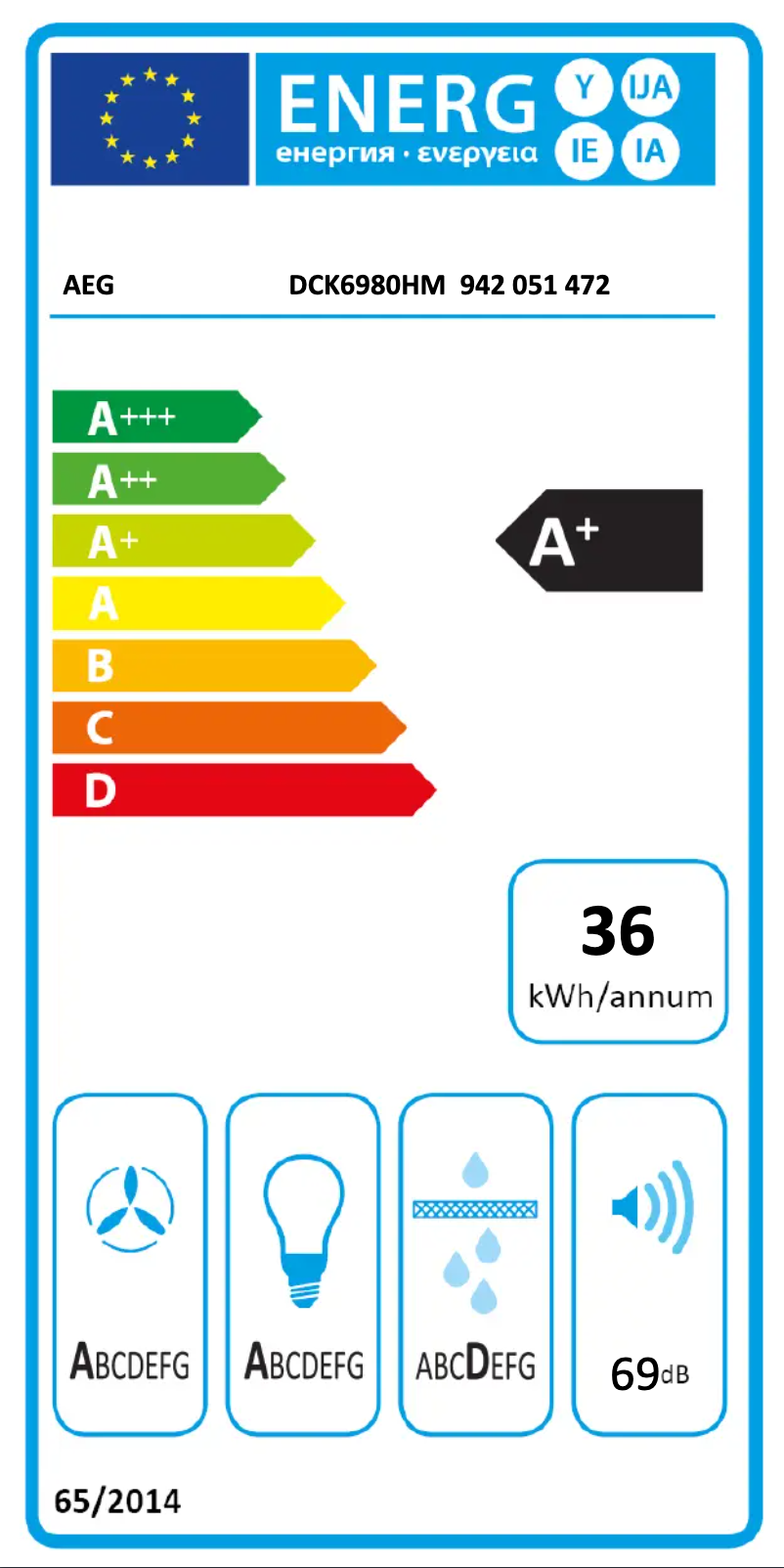 Página 1 del manual Etiqueta energética AEG DCK6980HM