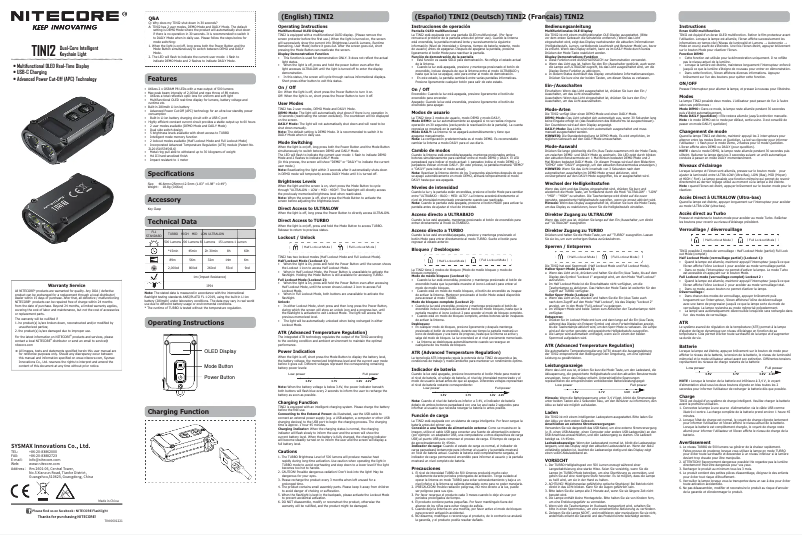 Página 1 del manual Manual de usuario Nitecore TINI2