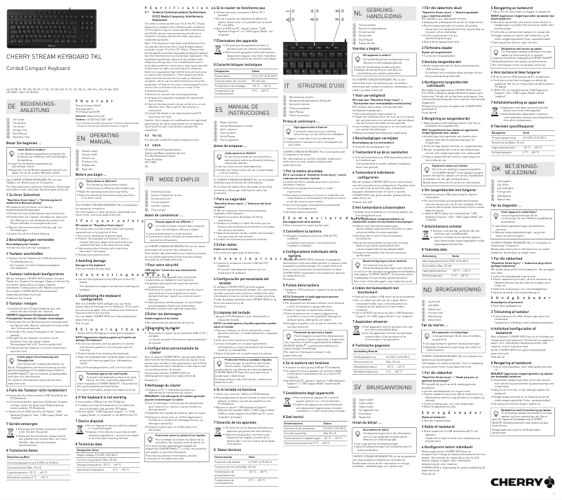 Page 1 de la notice Manuel utilisateur Cherry Stream Keyboard TKL