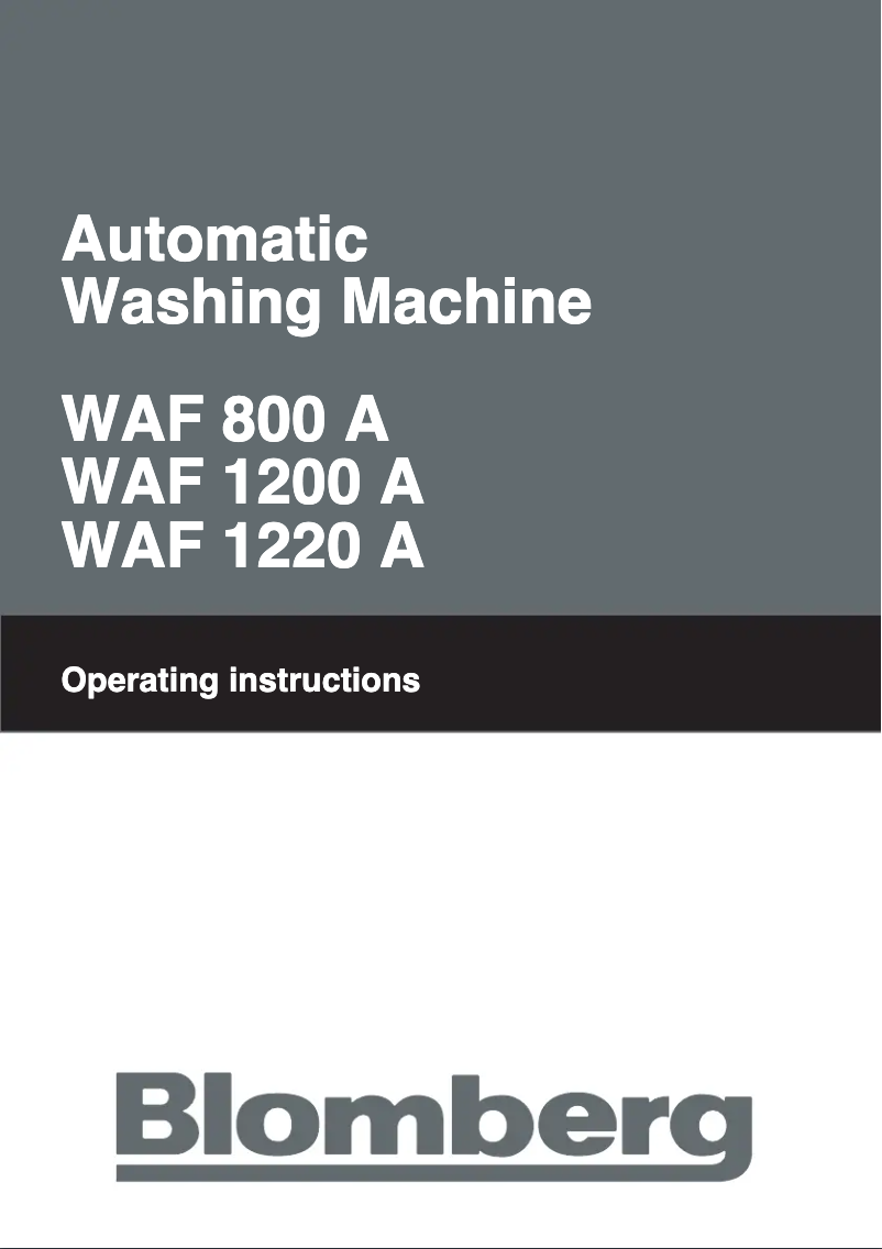 Page n°1 - Manuel utilisateur Blomberg WAF 800 A