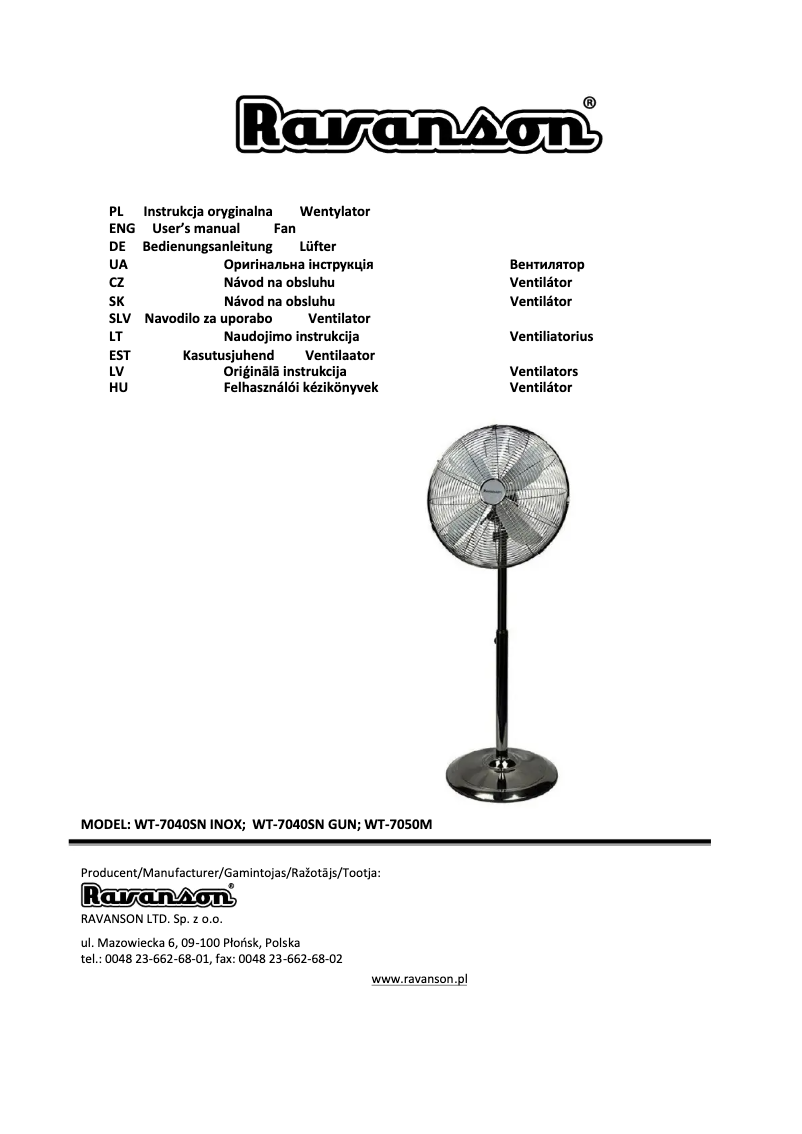 Image de la première page du manuel de l'appareil WT-7040SN