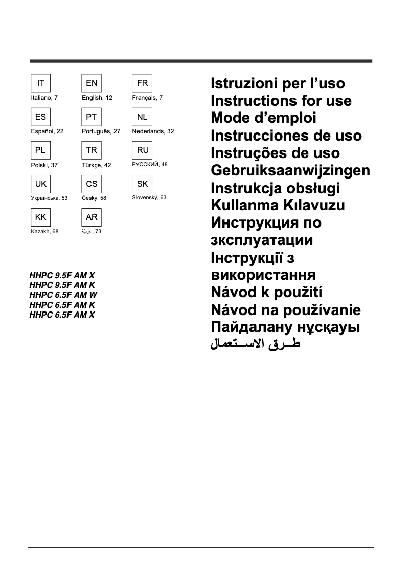 Page 1 of the manual User Manual Hotpoint HHPC 9.5F AM X