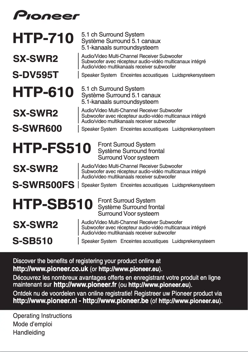 Page 1 de la notice Manuel utilisateur Pioneer HTP-710
