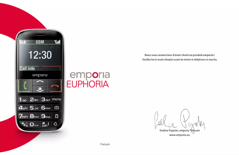 Image de la première page du manuel de l'appareil Euphoria