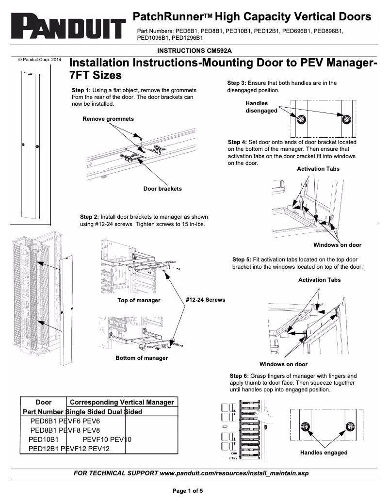 Page 1 de la notice Manuel utilisateur Panduit PED12B1