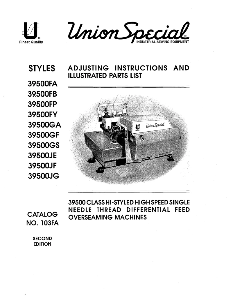 Page n°1 - Manuel utilisateur Union Special 39500JG