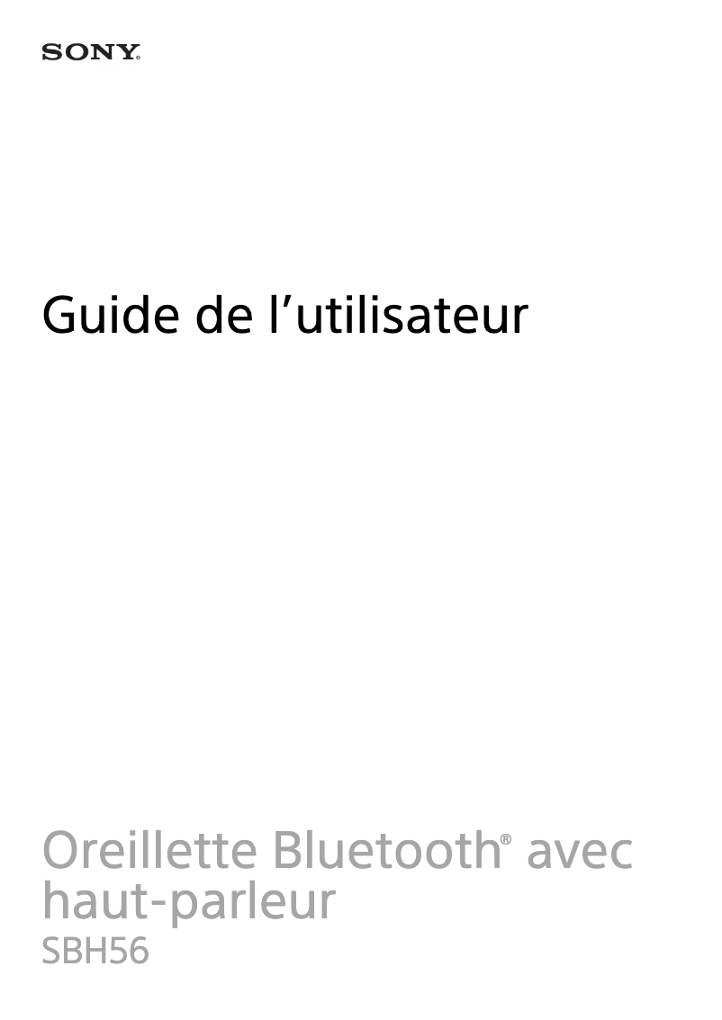 Page n°1 - Manuel utilisateur Sony SBH56