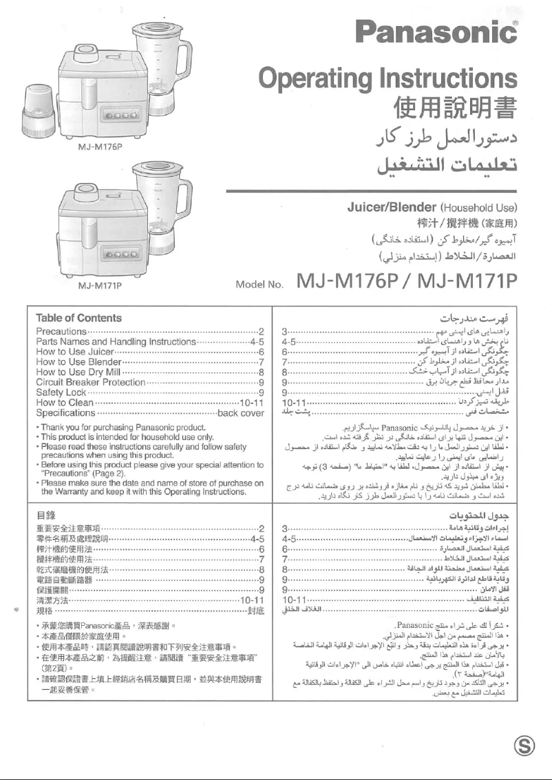 Page n°1 - Manuel utilisateur Panasonic MJ-M176
