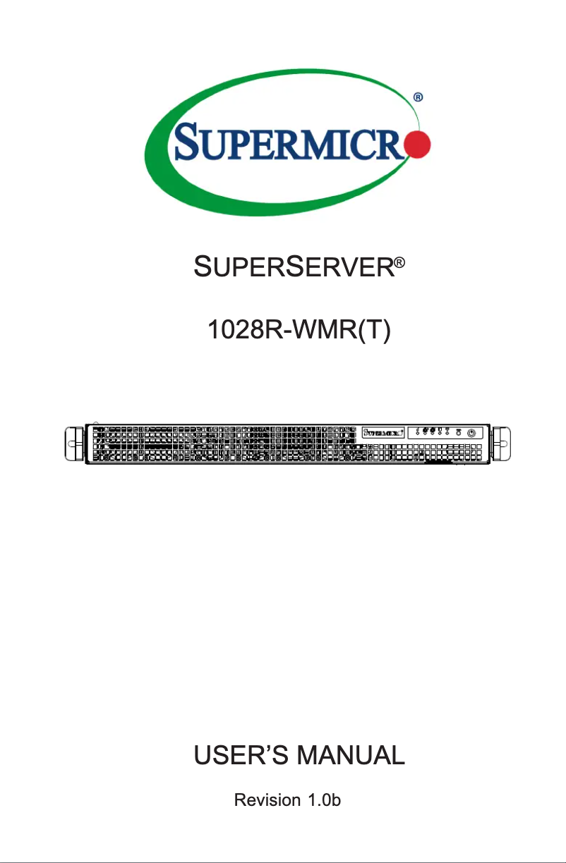 Page 1 of the manual User Manual Supermicro SuperServer 1028R-WMRT