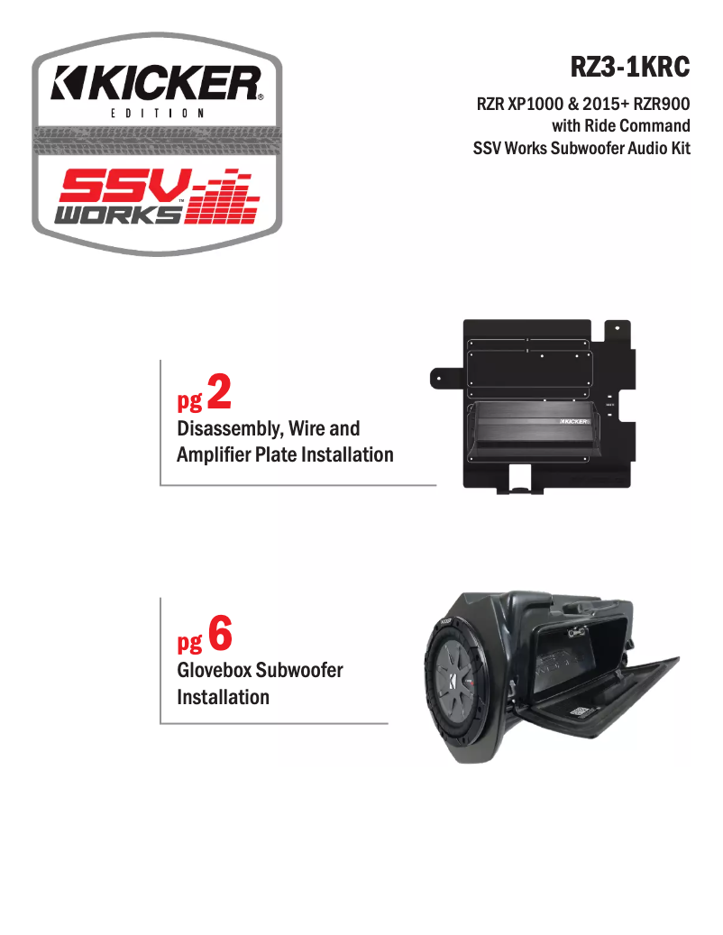 Page n°1 - Manuel utilisateur SSV Works RZ3-1KRC