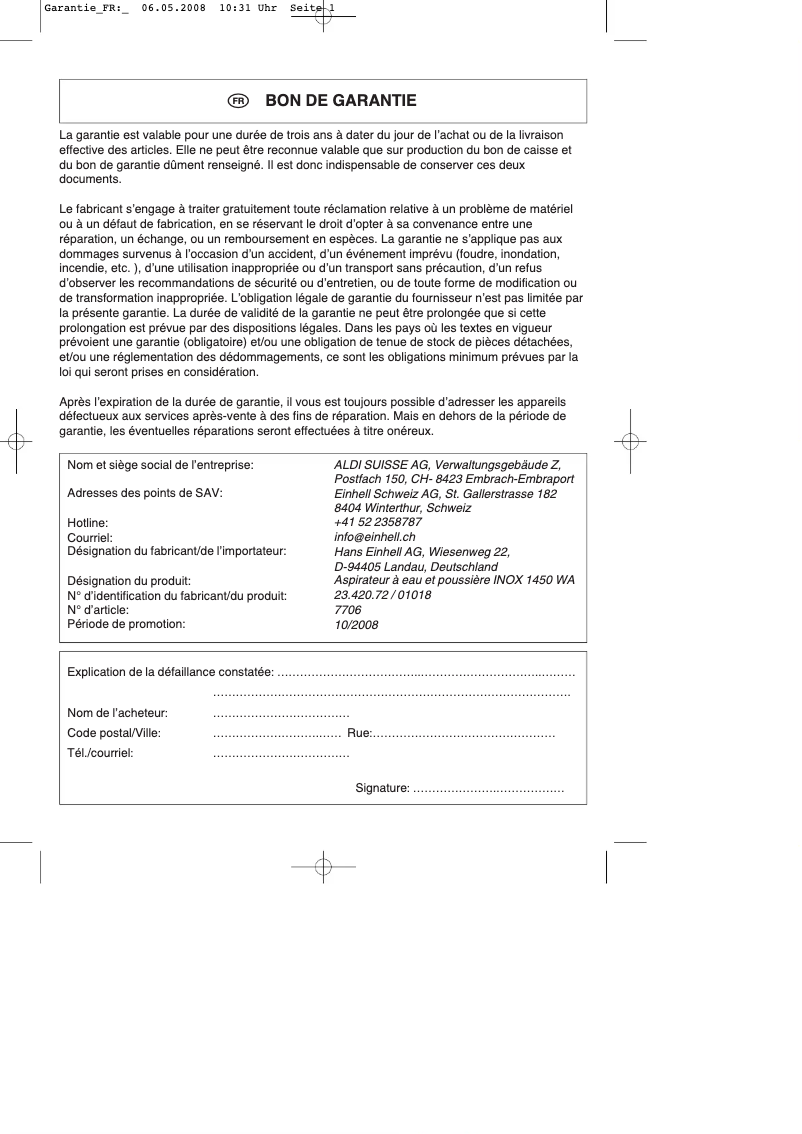 Page 1 de la notice Manuel utilisateur King Craft INOX 1450 WA