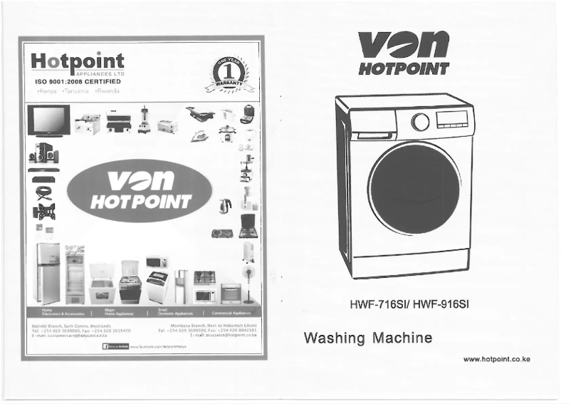 Page n°1 - Manuel utilisateur Von Hotpoint HWF-716SI