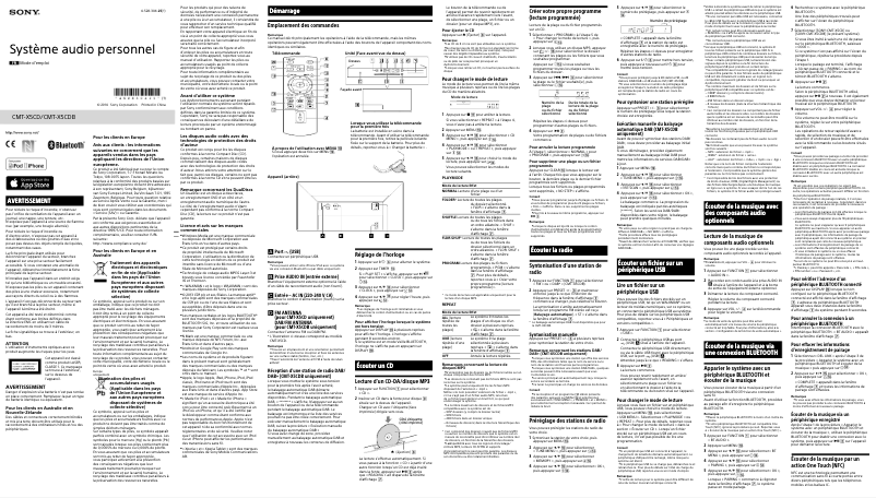 Image de la première page du manuel de l'appareil CMT-X5CDB