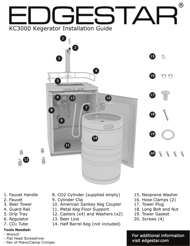 Page 1 de la notice Guide d'installation EdgeStar KC3000BL