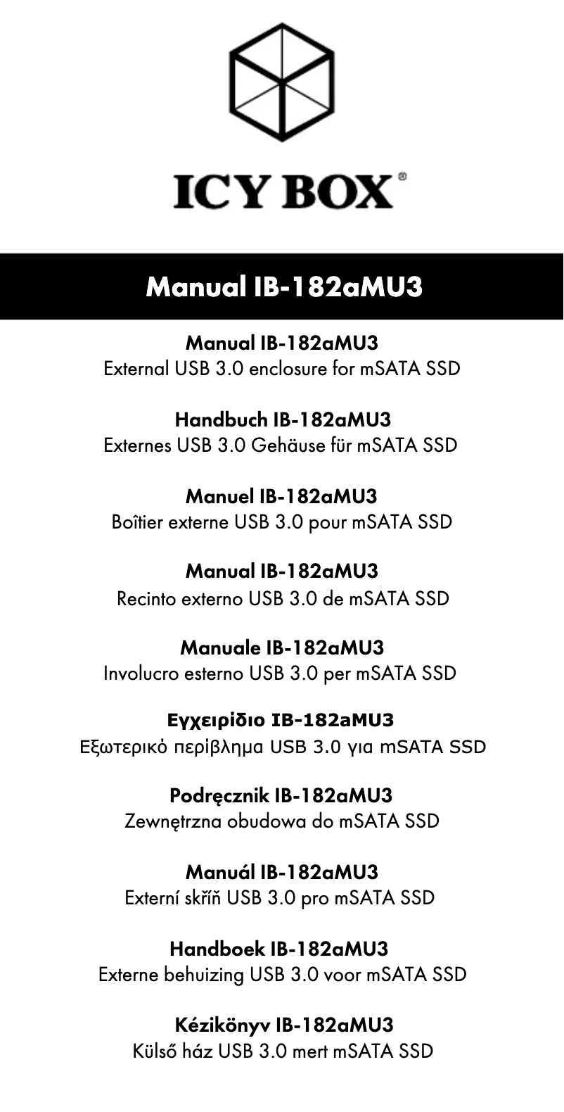 Page 1 de la notice Manuel utilisateur Icy Box IB-182aMU3