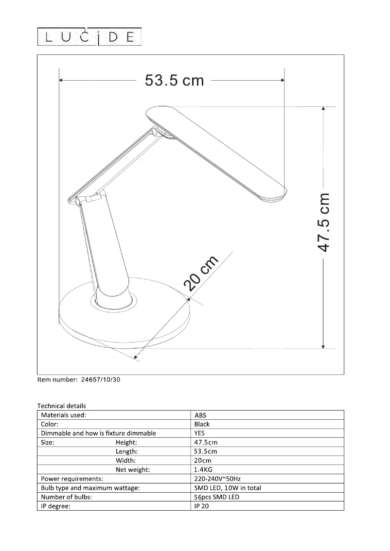 Page 1 de la notice Manuel utilisateur Lucide Practico
