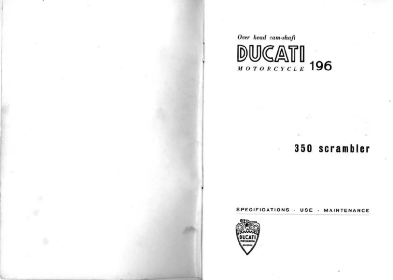 Page 1 de la notice Manuel utilisateur Ducati 350 Scrambler (1968)