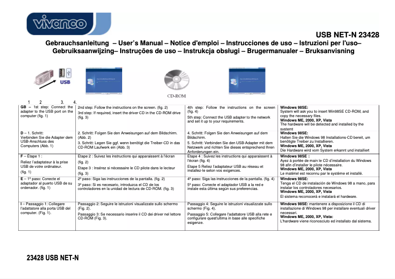 Page n°1 - Manuel utilisateur Vivanco USB network adapter, USB -> RJ45, 1.8m