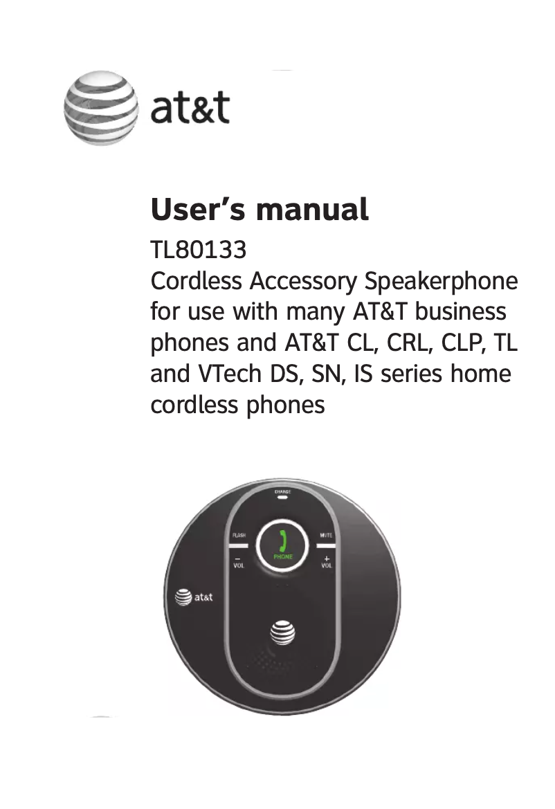 Page 1 of the manual User Manual AT&T TL80133
