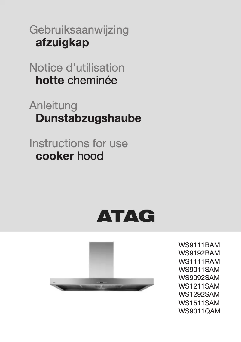 Page n°1 - Manuel utilisateur Atag WS9092SAM