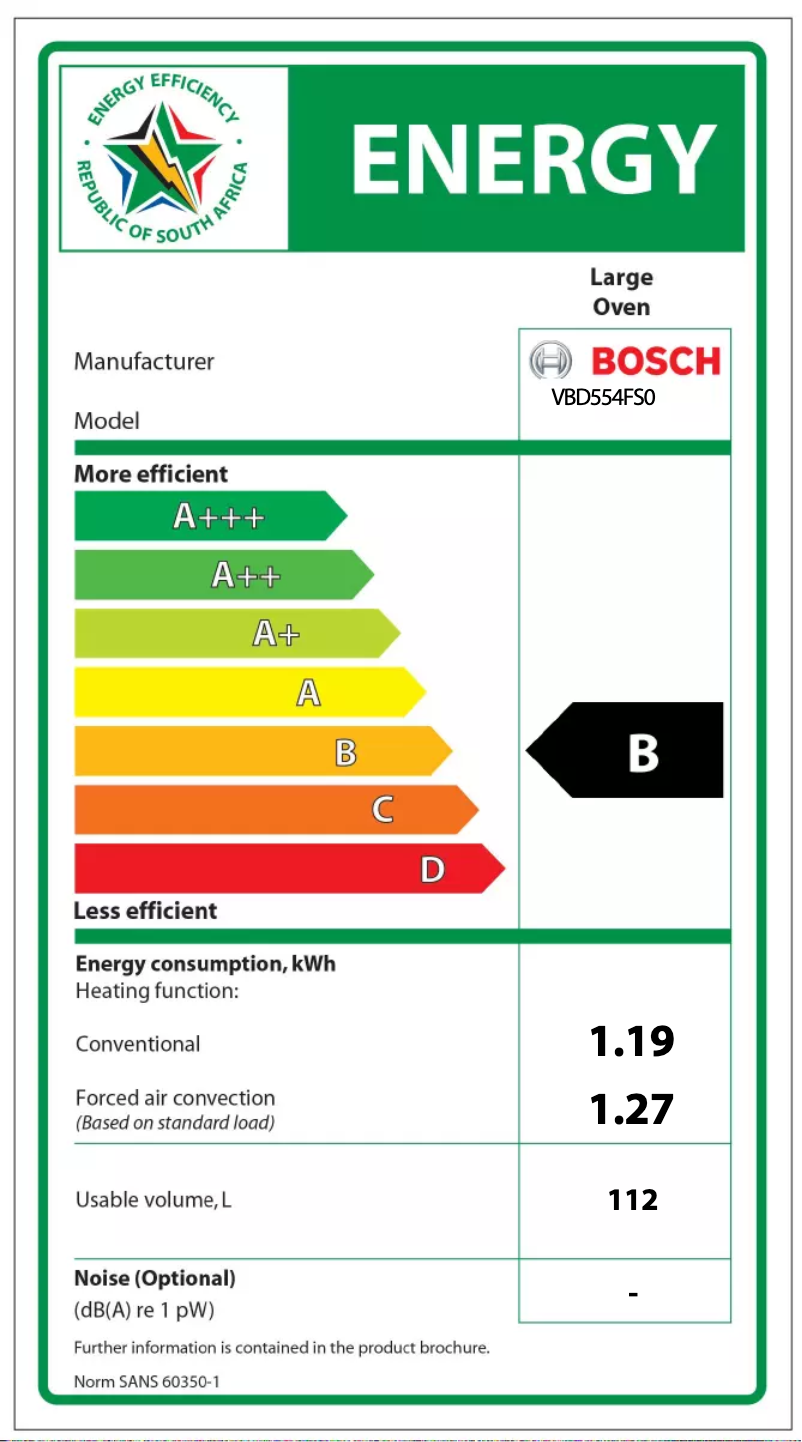 Page 1 of the manual Energy Label Bosch VBD554FS0