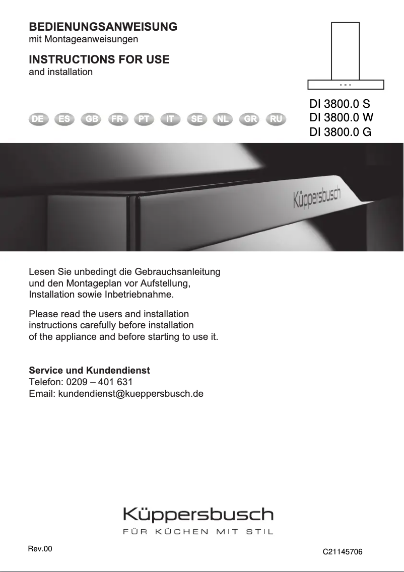 Page 1 de la notice Manuel utilisateur Küppersbusch DI3800.0G