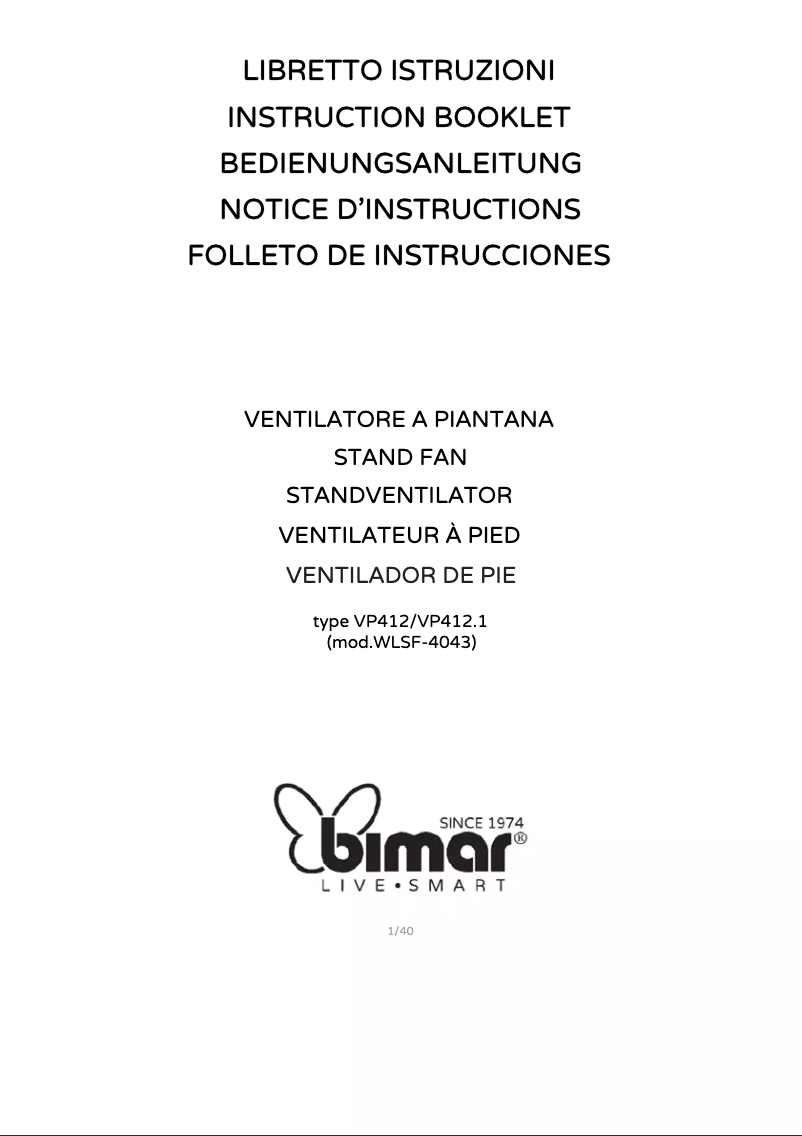 Page 1 de la notice Manuel utilisateur Bimar VP412