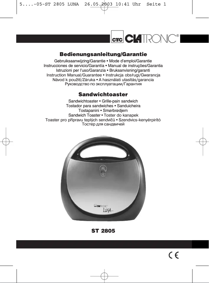 Page 1 de la notice Manuel utilisateur Clatronic ST 2805