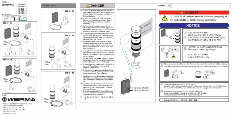 Page n°1 - Manuel utilisateur Werma 64919101