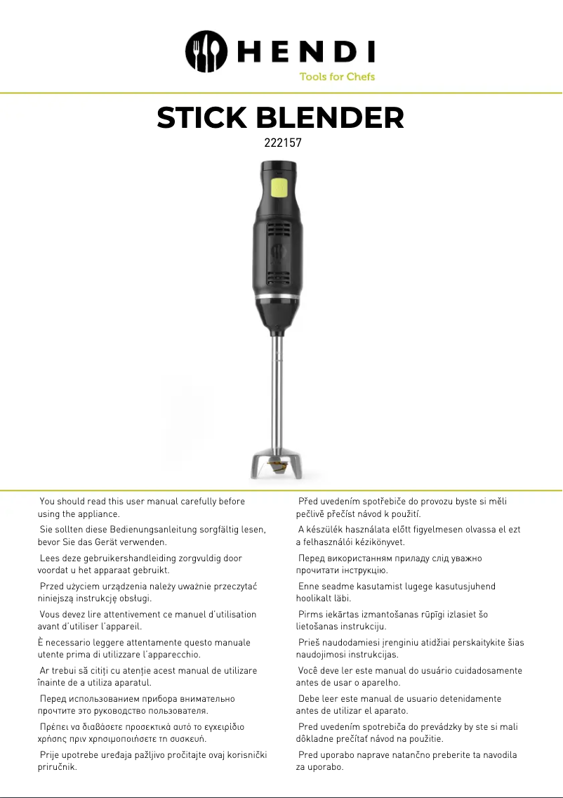 Page 1 de la notice Manuel utilisateur Hendi 222157