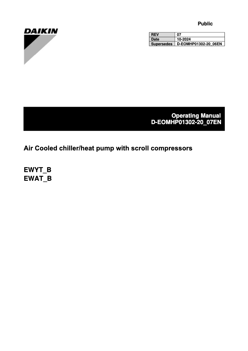 Imagen de la primera página del manual del dispositivo EWAT240B-SLA2-VFDFAN