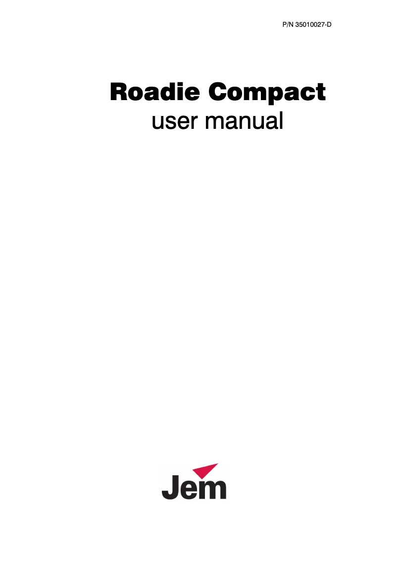Page n°1 - Manuel utilisateur Martin JEM Roadie Compact