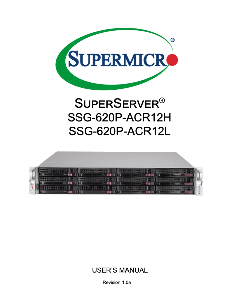 Image de la première page du manuel de l'appareil SuperServer SSG-620P-ACR12L