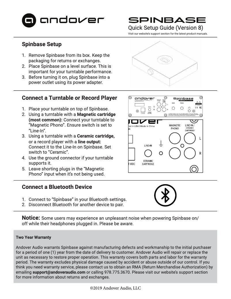 Page 1 de la notice Guide d'installation Andover SpinBase