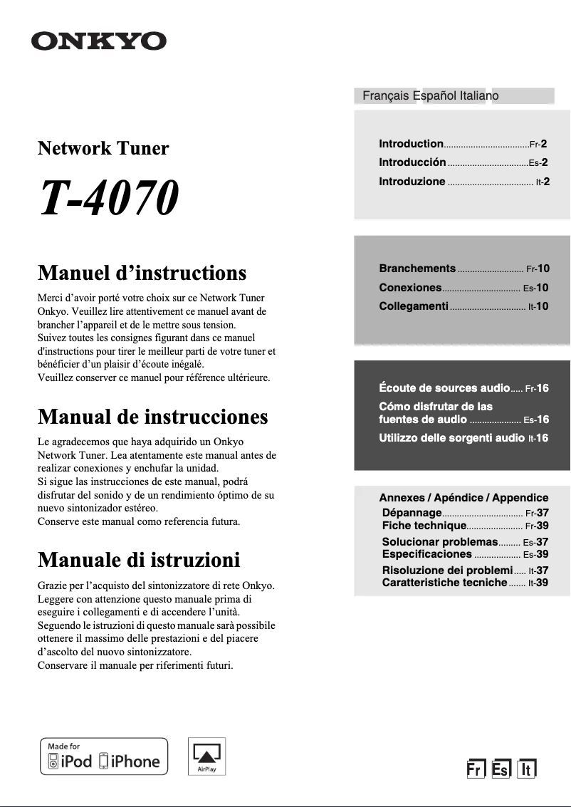 Image de la première page du manuel de l'appareil T-4070