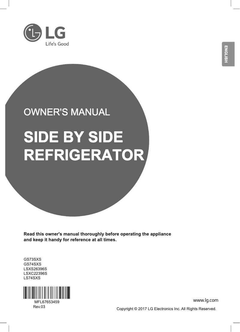 Page 1 de la notice Manuel utilisateur LG LSXS26396S