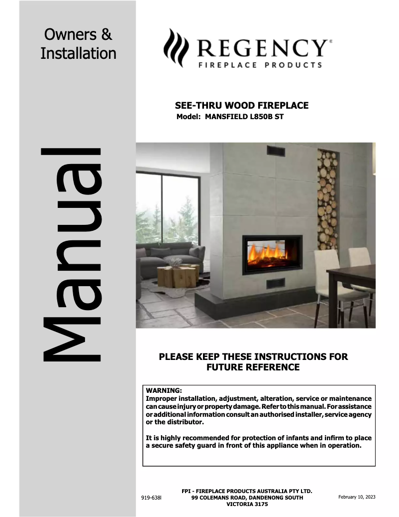 Image de la première page du manuel de l'appareil Mansfield L850B ST