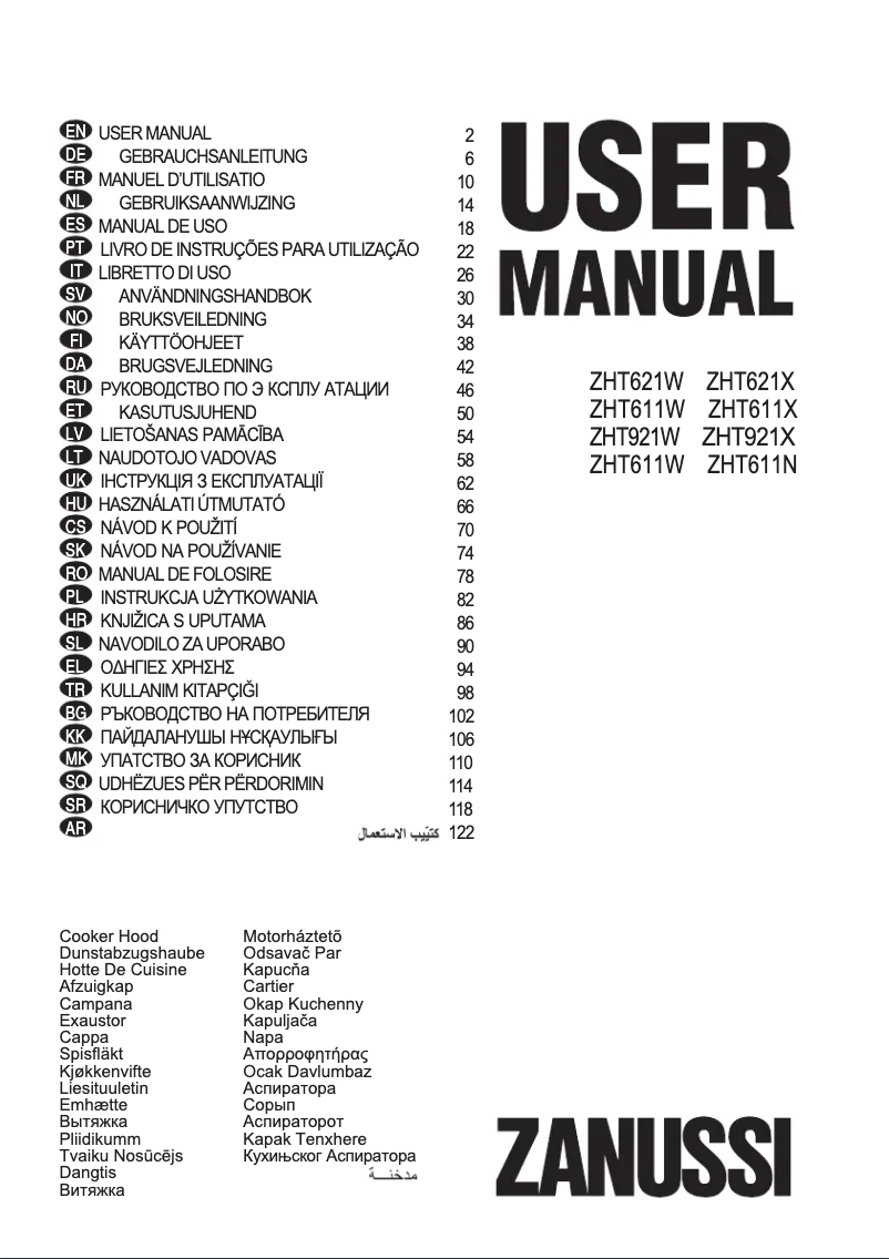 Page 1 de la notice Manuel utilisateur Zanussi ZHT621W