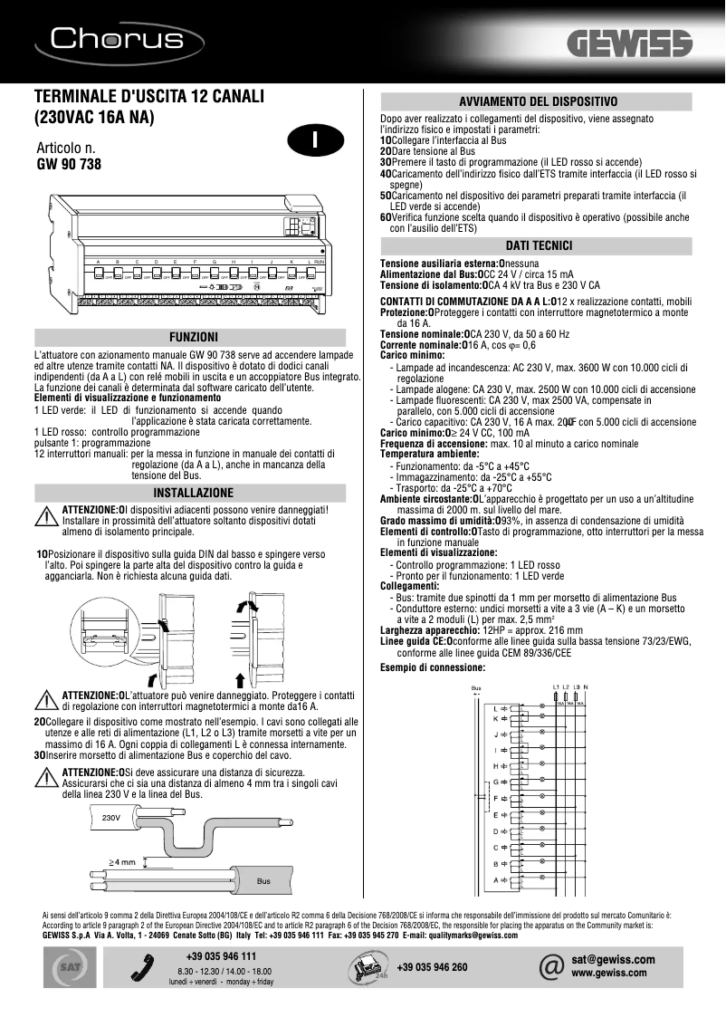 Page 1 de la notice Manuel utilisateur Gewiss GW90738