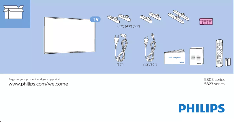 Page 1 de la notice Guide de démarrage rapide Philips 5800 series 32PFS5803