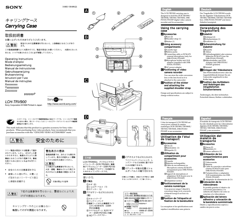 Image de la première page du manuel de l'appareil LCH-TRV900