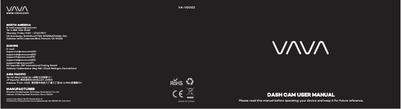 Page 1 de la notice Manuel utilisateur VAVA VA-VD002