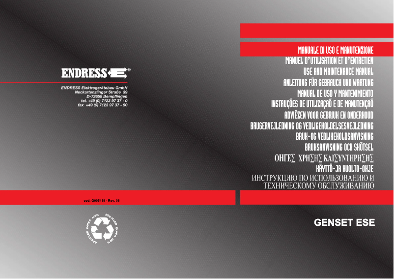 Image de la première page du manuel de l'appareil ESE 604 DYS DI