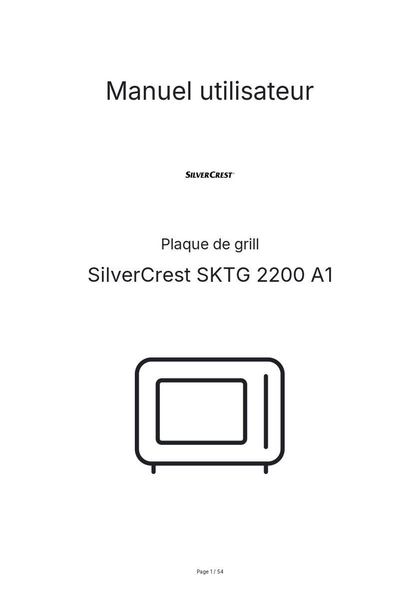 Page 1 de la notice Manuel utilisateur SilverCrest SKTG 2200 A1