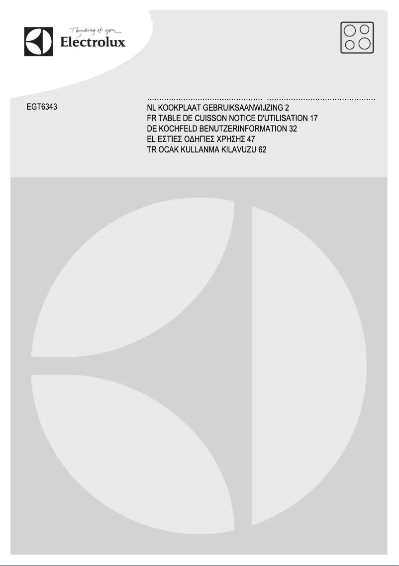 Page 1 de la notice Manuel utilisateur Electrolux EGT6343